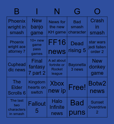 E3 Bingo Card