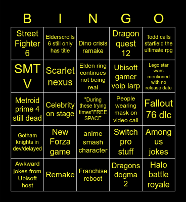 Banished E3 Bingo Card