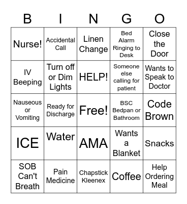 Call Bell Bingo Card