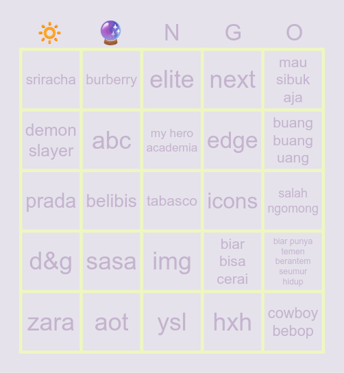 la Bingo Card