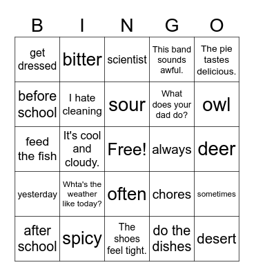 Big English 3  - all the units Bingo Card