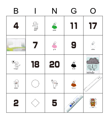 2nd Grade # color shape pencil weather Bingo Card