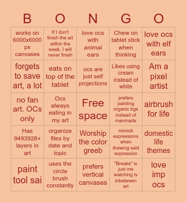 Nonies sexy habits Bingo Card