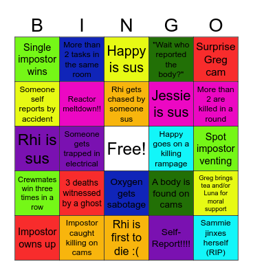 AMONG US Bingo Card