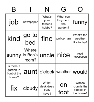 VanThink Summer Course 2 (Unit 4) Bingo Card