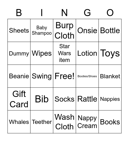 Baby Bingo Card