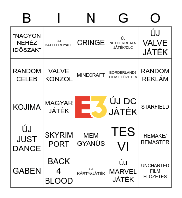 E3 BINGÓ Bingo Card