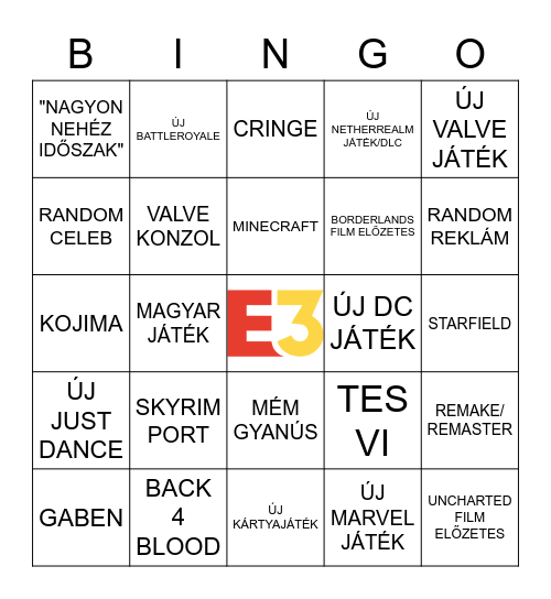 E3 BINGÓ Bingo Card