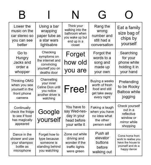 You Did What! Bingo Card