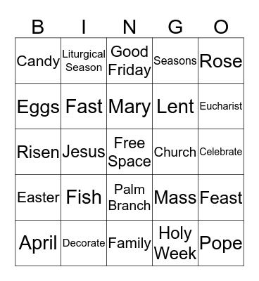 Easter Bingo Card