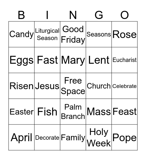 Easter Bingo Card