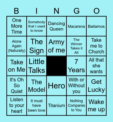 European Musician Best Hits Bingo Card