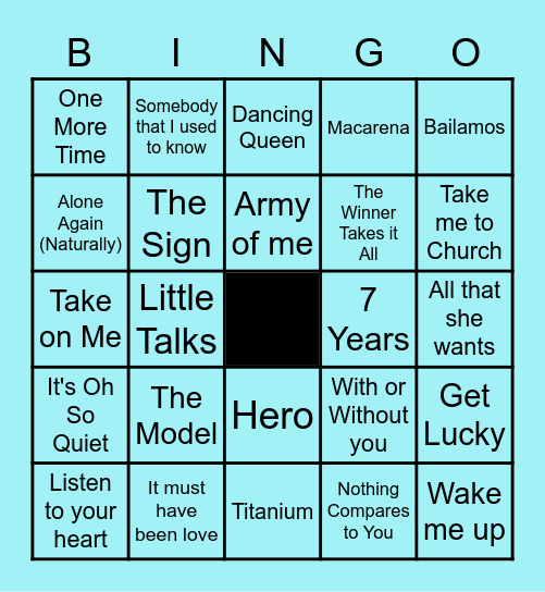 European Musician Best Hits Bingo Card