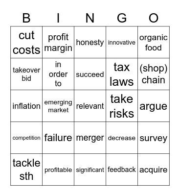 Business Partner B1+ Unit 4 Bingo Card