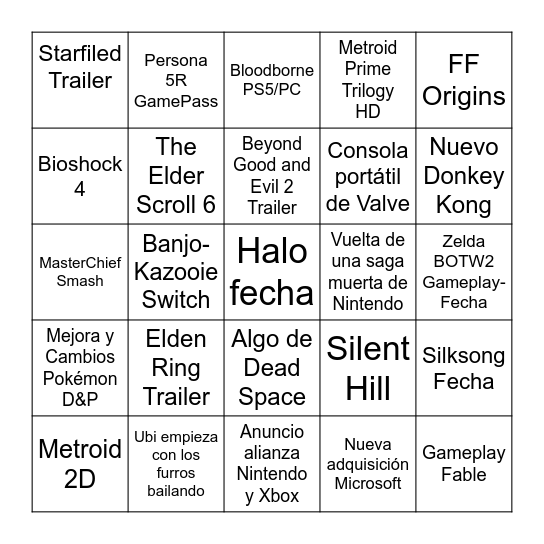 Comodín: GOW/Uncharted PC Bingo Card