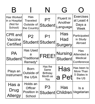 Multicultural Diversity Bingo Card
