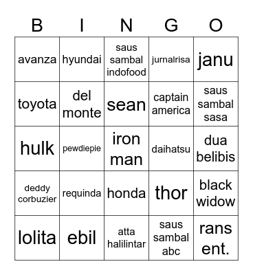 bingo bareng teh rere Bingo Card