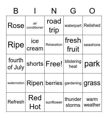 summeRRR bingo Card