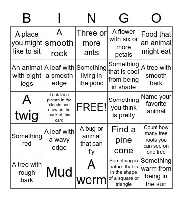 Nature Bingo! Bingo Card