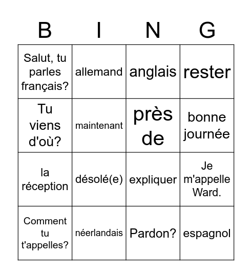 GL 2 Chapitre 6 A Bingo Card