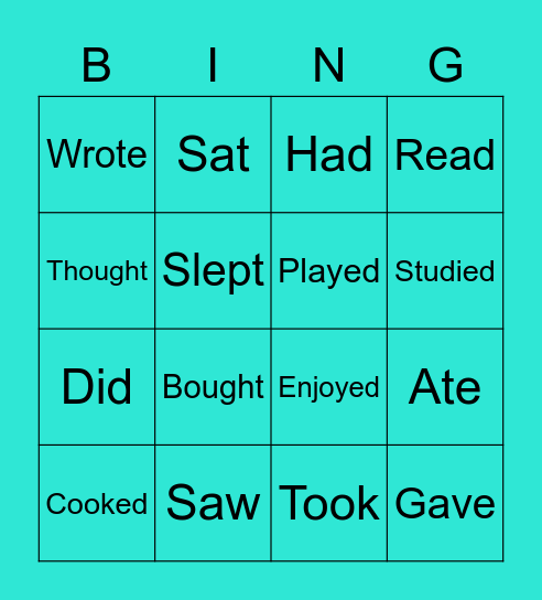 Past tense verbs Bingo Card