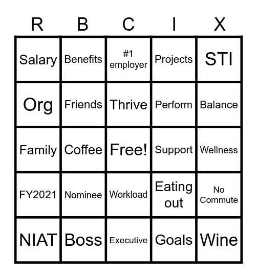 OCX Team Bingo Card