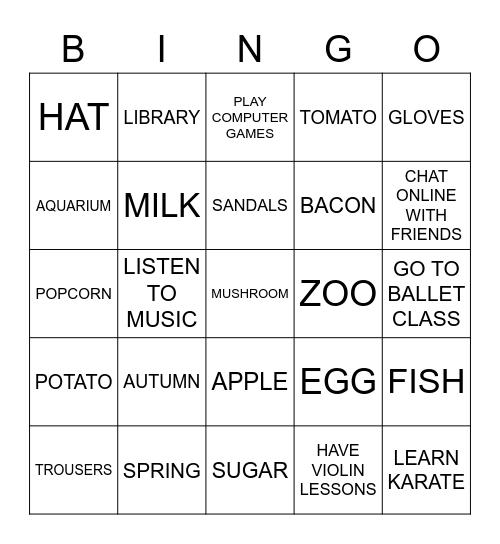 BINGO TIME! Bingo Card