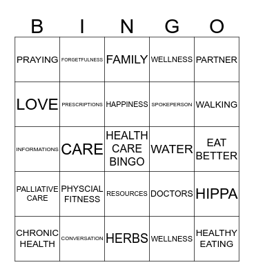 HEALTH CARE BINGO Card