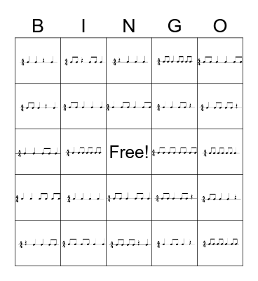 Rhythm Bingo Card