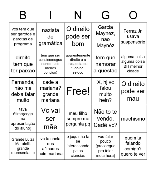 Bingo do Arnaldo Bingo Card