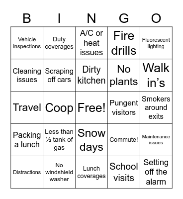 Things we DON'T miss at the office... Bingo Card