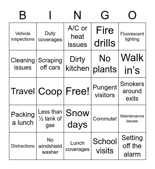 Things we DON'T miss at the office... Bingo Card