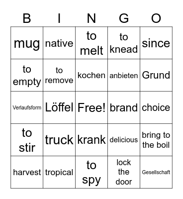 Unit 5 Bingo Card