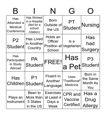 Multicultural Diversity Bingo Card