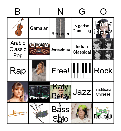A. Harmonies Bingo Card