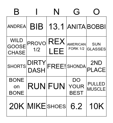 RUNNERDS BINGO Card