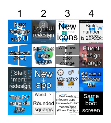 Windows Event (June 24) Bingo Card