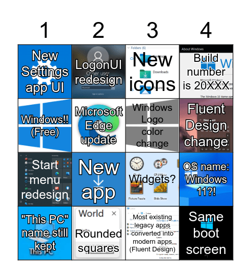 Windows Event (June 24) Bingo Card