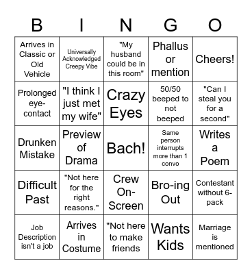 Bachelorette Season Opener Bingo Card