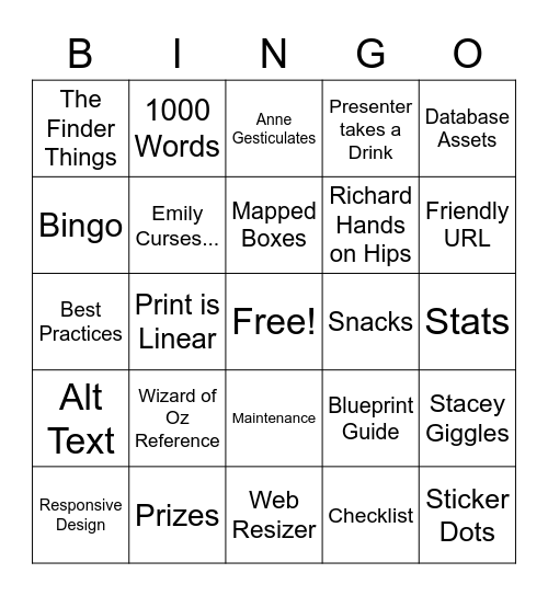 LibGuide Party Bingo Card