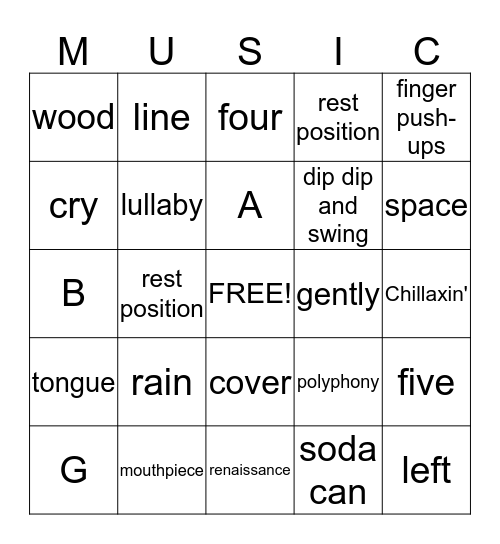 Recorder Bingo! Bingo Card