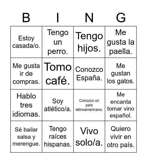 Lotería Humana Bingo Card