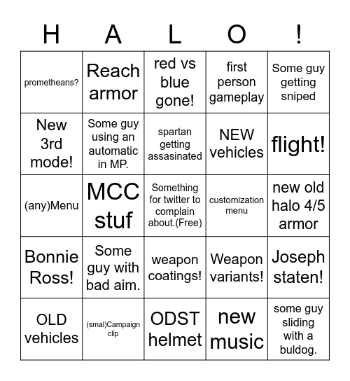 Halo infinite reveal! Bingo Card