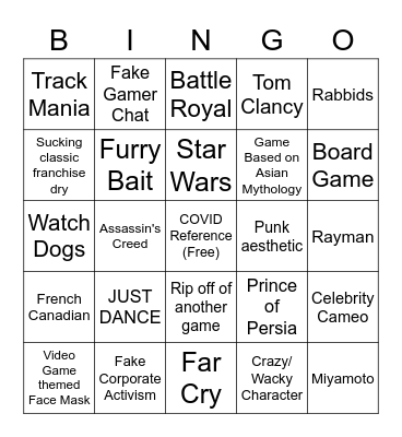 Ubisoft Bingo Card
