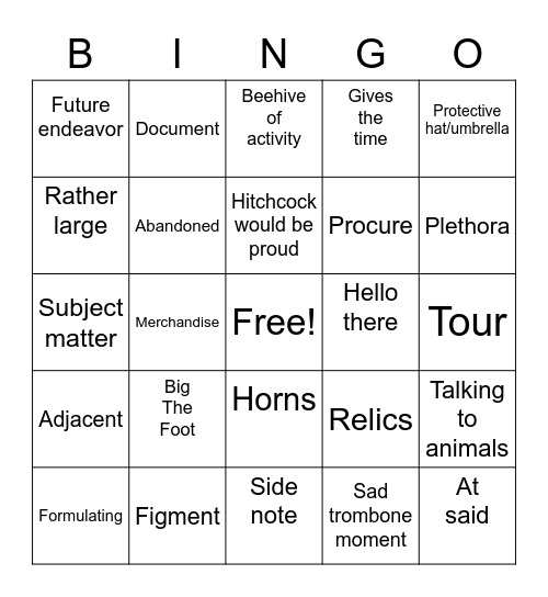 Adam the Woo Bingo Card