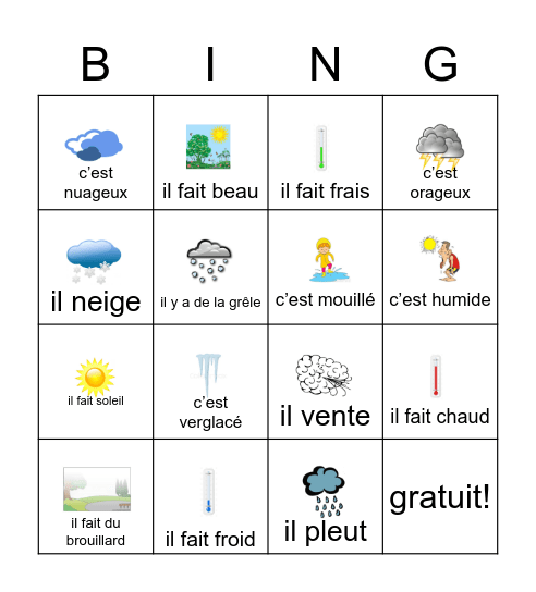 le temps Bingo Card