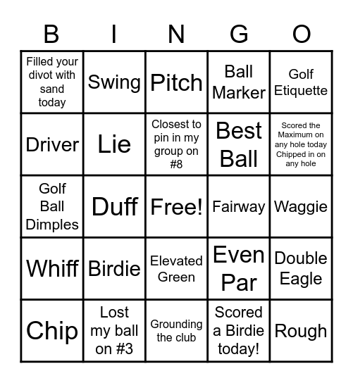 GOLF Bingo Card