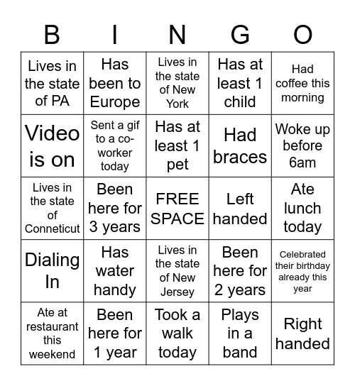 Enjoy Bingo Card