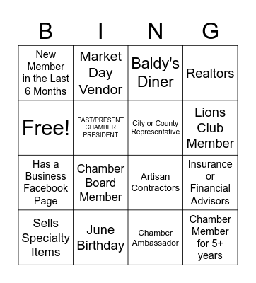 Greater La Vernia Chamber of Commerce Bingo Card
