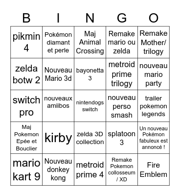 E3 2021 Bingo Card